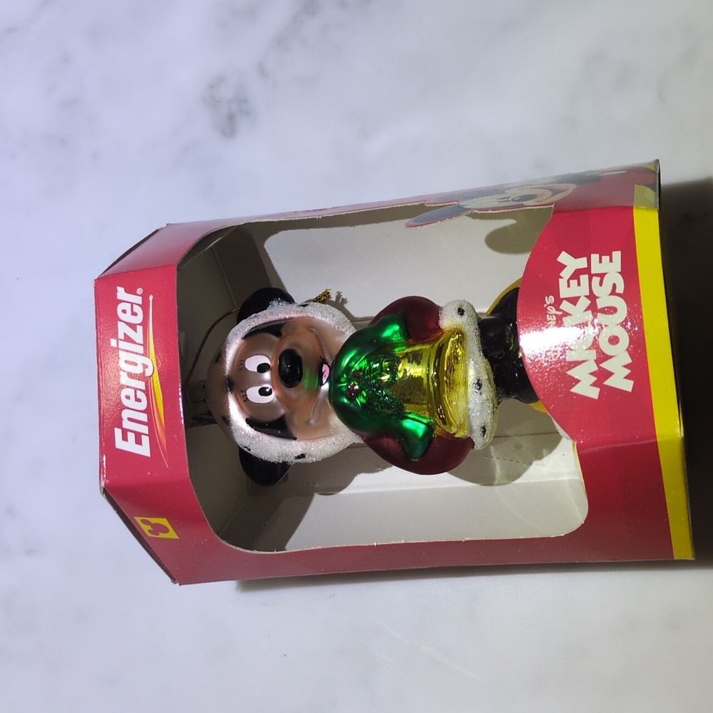 Vintage Mickey Mouse Holiday Ornament - Green and Red